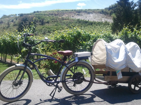 a bicycle parked on the side of the road